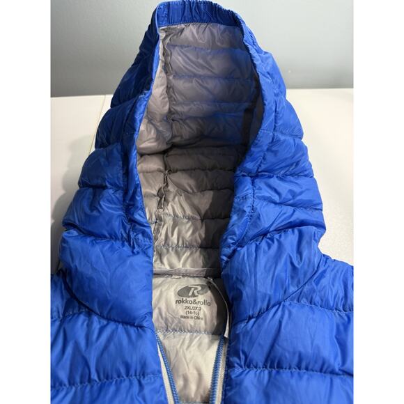 Rokka & Rolla Youth 2XL 14 16 Packable Blue Down Hooded Puffer Jacket Unisex - Picture 11 of 11